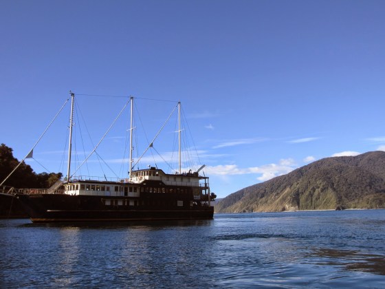 Overnight cruise ship in Milford Sound