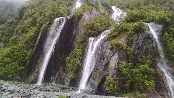 Lots of rain = lots of waterfalls. This is from Franz Josef glacier valley