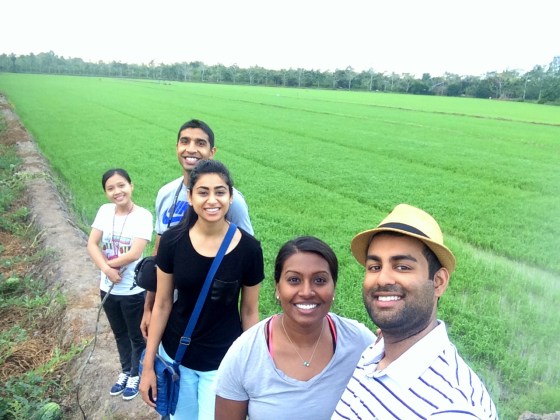Hanging out with friends in Vietnamese rice paddies